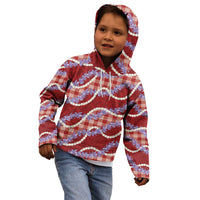 Red Hawaii Palaka Honohono Pikake Kid Hoodie Hawaiian Orchid Lei Polynesian Pattern - Polynesian Pride