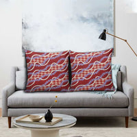 Red Hawaii Palaka Honohono Pikake Pillow Cover Hawaiian Orchid Lei Polynesian Pattern - Polynesian Pride