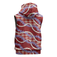 Red Hawaii Palaka Honohono Pikake Sleeveless Hoodie Hawaiian Orchid Lei Polynesian Pattern LT14 - Polynesian Pride