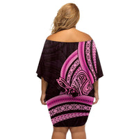 Pink Polynesia Easter Day Off Shoulder Short Dress Eggs With Bunny Polynesian Pattern LT14 - Polynesian Pride