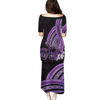Purple Polynesia Easter Day Family Matching Puletasi and Hawaiian Shirt Eggs With Bunny Polynesian Pattern