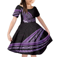 Purple Polynesia Easter Day Family Matching Tank Maxi Dress and Hawaiian Shirt Eggs With Bunny Polynesian Pattern LT14 Daughter's Dress Purple - Polynesian Pride