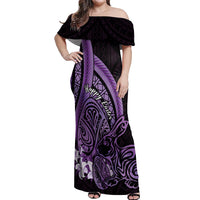 Purple Polynesia Easter Day Off Shoulder Maxi Dress Eggs With Bunny Polynesian Pattern