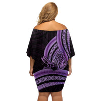 Purple Polynesia Easter Day Off Shoulder Short Dress Eggs With Bunny Polynesian Pattern LT14 - Polynesian Pride