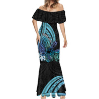 Turquoise Polynesia Easter Day Mermaid Dress Eggs With Bunny Polynesian Pattern LT14 - Polynesian Pride
