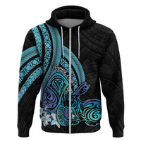Turquoise Polynesia Easter Day Zip Hoodie Eggs With Bunny Polynesian Pattern LT14 Zip Hoodie Turquoise - Polynesian Pride