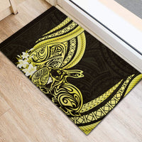 Yellow Polynesia Easter Day Rubber Doormat Eggs With Bunny Polynesian Pattern