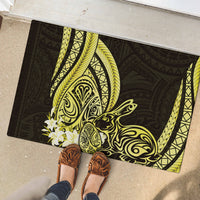 Yellow Polynesia Easter Day Rubber Doormat Eggs With Bunny Polynesian Pattern