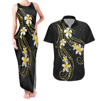 Polynesia Tattoo With Plumeria Couples Matching Tank Maxi Dress and Hawaiian Shirt Elegant Vibes