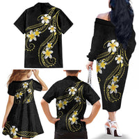 Polynesia Tattoo With Plumeria Family Matching Off The Shoulder Long Sleeve Dress and Hawaiian Shirt Elegant Vibes LT14 - Polynesian Pride