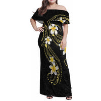 Polynesia Tattoo With Plumeria Family Matching Off Shoulder Maxi Dress and Hawaiian Shirt Elegant Vibes