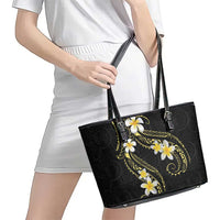 Polynesia Tattoo With Plumeria Leather Tote Bag Elegant Vibes