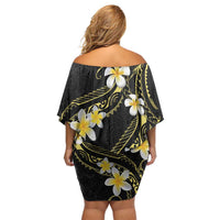 Polynesia Tattoo With Plumeria Off Shoulder Short Dress Elegant Vibes