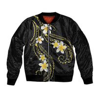 Polynesia Tattoo With Plumeria Sleeve Zip Bomber Jacket Elegant Vibes