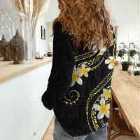 Polynesia Tattoo With Plumeria Women Casual Shirt Elegant Vibes