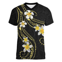 Polynesia Tattoo With Plumeria Women V-Neck T-Shirt Elegant Vibes