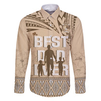 Tonga Father's Day Family Matching Off Shoulder Maxi Dress and Hawaiian Shirt Best Dad Ever Tongan Ngatu Pattern - Beige