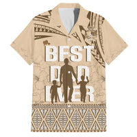 Tonga Father's Day Family Matching Tank Maxi Dress and Hawaiian Shirt Best Dad Ever Tongan Ngatu Pattern - Beige LT14 Dad's Shirt - Short Sleeve Beige - Polynesian Pride
