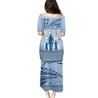 Tonga Father's Day Puletasi Best Dad Ever Tongan Ngatu Pattern - Blue LT14 - Polynesian Pride
