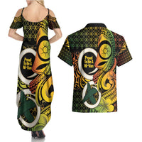 Vanuatu 1980 Couples Matching Summer Maxi Dress and Hawaiian Shirt Ni-Van Tamtam Sand Drawing Pattern