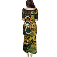 Vanuatu 1980 Family Matching Puletasi and Hawaiian Shirt Ni-Van Tamtam Sand Drawing Pattern