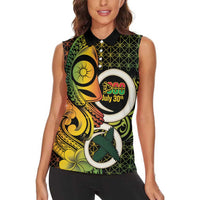 Vanuatu 1980 Women Sleeveless Polo Shirt Ni-Van Tamtam Sand Drawing Pattern