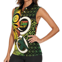 Vanuatu 1980 Women Sleeveless Polo Shirt Ni-Van Tamtam Sand Drawing Pattern