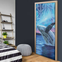 New Zealand Matariki Humpback Whale Door Cover Paikea Maori New Year Blue Galaxy