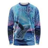 New Zealand Matariki Humpback Whale Long Sleeve Shirt Paikea Maori New Year Blue Galaxy