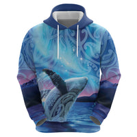 New Zealand Matariki Humpback Whale Zip Hoodie Paikea Maori New Year Blue Galaxy LT14 - Polynesian Pride