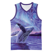 New Zealand Matariki Humpback Whale Basketball Jersey Paikea Maori New Year Purple Galaxy