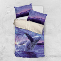 New Zealand Matariki Humpback Whale Bedding Set Paikea Maori New Year Purple Galaxy