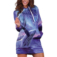 New Zealand Matariki Humpback Whale Hoodie Dress Paikea Maori New Year Purple Galaxy LT14 Purple - Polynesian Pride