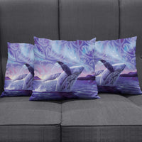 New Zealand Matariki Humpback Whale Pillow Cover Paikea Maori New Year Purple Galaxy