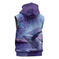 New Zealand Matariki Humpback Whale Sleeveless Zip Hoodie Paikea Maori New Year Purple Galaxy LT14 - Polynesian Pride