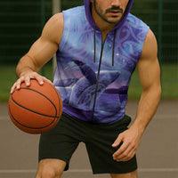 New Zealand Matariki Humpback Whale Sleeveless Zip Hoodie Paikea Maori New Year Purple Galaxy LT14 - Polynesian Pride