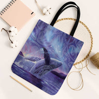New Zealand Matariki Humpback Whale Tote Bag Paikea Maori New Year Purple Galaxy LT14 Black Strap One Size Purple - Polynesian Pride