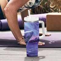 New Zealand Matariki Humpback Whale Tumbler With Handle Paikea Maori New Year Purple Galaxy