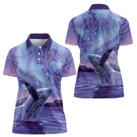 New Zealand Matariki Humpback Whale Women Polo Shirt Paikea Maori New Year Purple Galaxy LT14 - Polynesian Pride
