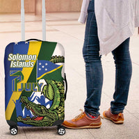 Solomon Islands Independence Day Luggage Cover Happy 7 July Crocodile Flag Style LT14 Blue - Polynesian Pride