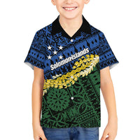 Halo Olaketa Solomon Islands Tapa Pattern Family Matching Short Sleeve Bodycon Dress and Hawaiian Shirt LT14 Son's Shirt Blue - Polynesian Pride