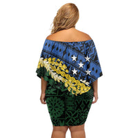 Halo Olaketa Solomon Islands Tapa Pattern Off Shoulder Short Dress