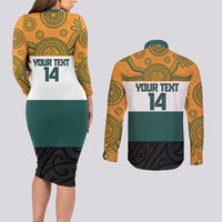 AUNZ Rugby Custom Couples Matching Long Sleeve Bodycon Dress and Long Sleeve Button Shirt Australia Kangaroo New Zealand Silver Fern LT14 - Polynesian Pride