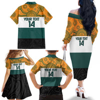 AUNZ Rugby Custom Family Matching Off The Shoulder Long Sleeve Dress and Hawaiian Shirt Australia Kangaroo New Zealand Silver Fern LT14 - Polynesian Pride