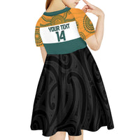AUNZ Rugby Custom Kid Short Sleeve Dress Australia Kangaroo New Zealand Silver Fern - Polynesian Pride