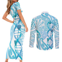 Personalised New Zealand Darts Couples Matching Short Sleeve Bodycon Dress and Long Sleeve Button Shirt Aotearoa Maori Its In My DNA White LT14 - Polynesian Pride