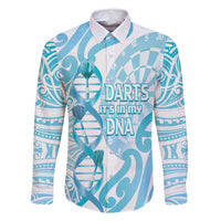 Personalised New Zealand Darts Family Matching Off Shoulder Maxi Dress and Hawaiian Shirt Aotearoa Maori Its In My DNA White LT14 Dad's Shirt - Long Sleeve White - Polynesian Pride