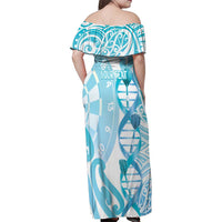 Personalised New Zealand Darts Family Matching Off Shoulder Maxi Dress and Hawaiian Shirt Aotearoa Maori Its In My DNA White LT14 - Polynesian Pride