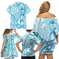 Personalised New Zealand Darts Family Matching Off Shoulder Short Dress and Hawaiian Shirt Aotearoa Maori Its In My DNA White LT14 - Polynesian Pride
