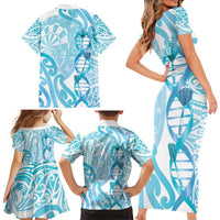 Personalised New Zealand Darts Family Matching Short Sleeve Bodycon Dress and Hawaiian Shirt Aotearoa Maori Its In My DNA White LT14 - Polynesian Pride